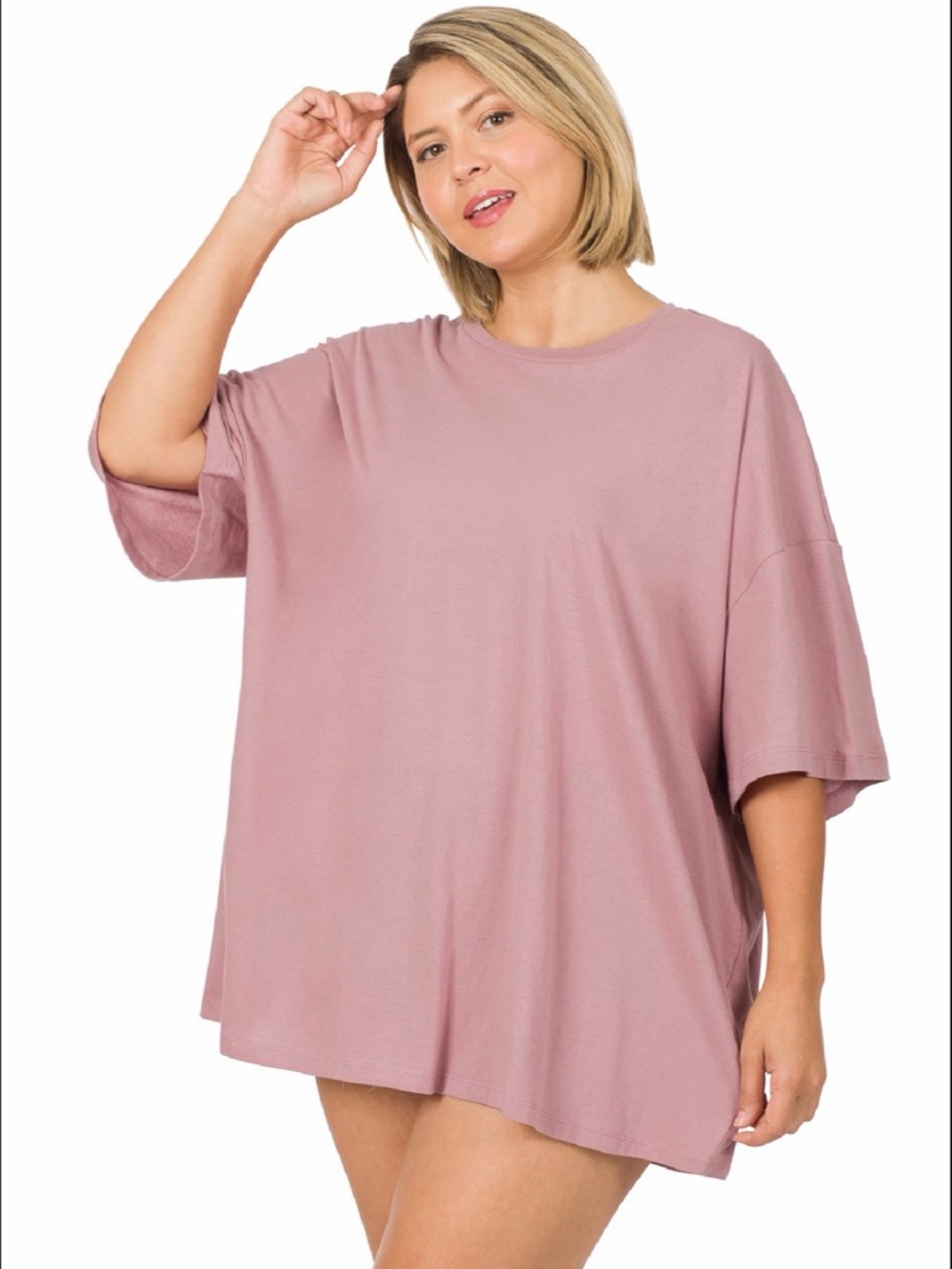Zenana Outfitters Relaxed Scoop Tee in Mauve Pink
